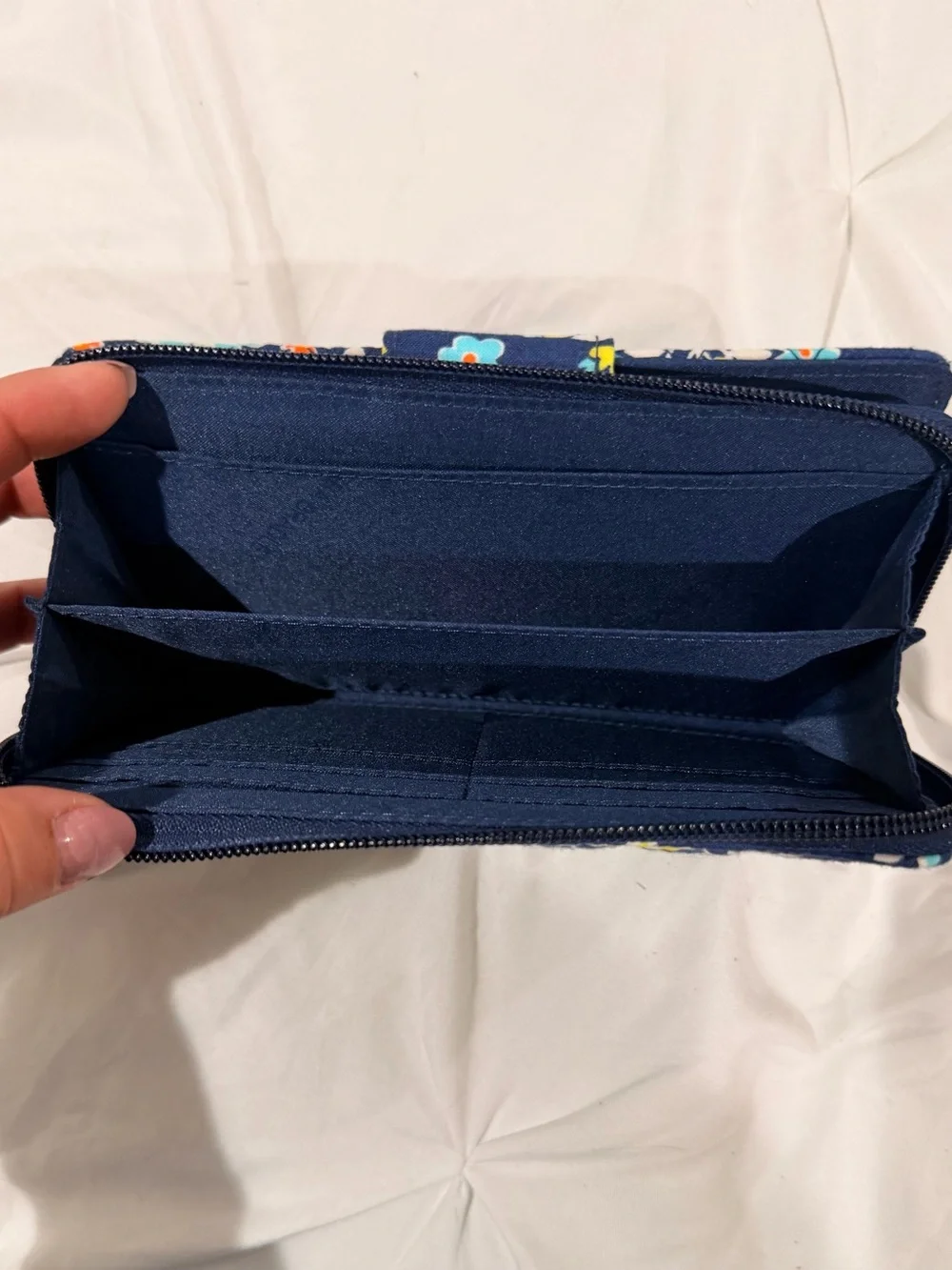 Vera Bradley Navy Quilted Floral Turn-Lock Wallet